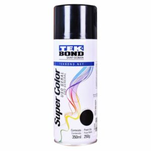 Tinta Spray Super Color para Uso Geral Preto Brilhante 350Ml Tekbond (Entregue por Ferramentas Kennedy)