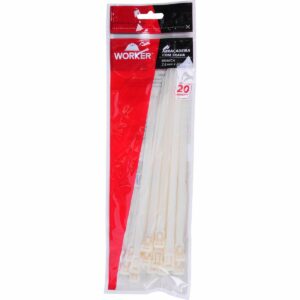 Abraçadeira com Trava 200 X 7,6Mm Branca 20 Peças Worker (Entregue por Ferramentas Kennedy)