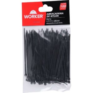 Abraçadeira de Nylon 2,5X100Mm Preta 100 Peças Worker (Entregue por Ferramentas Kennedy)