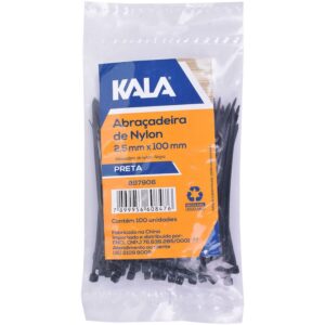 Abraçadeira Nylon 2,5Mm X 100Mm Preta Kala 100 Peças (Entregue por Ferramentas Kennedy)