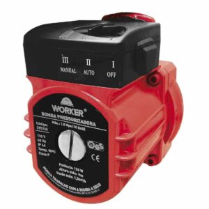 Bomba Pressurizadora Vermelha e Preta 3/4″ 120W 127V Worker (Entregue por Ferramentas Kennedy)