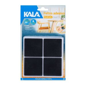Adesivo Protetor Feltro Quadrada Preto 50Mm com 4 Peças Kala (Entregue por Ferramentas Kennedy)