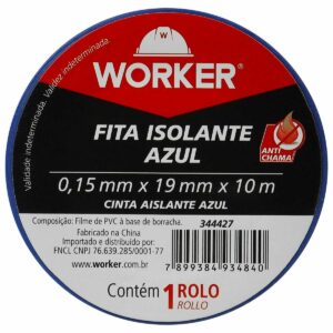 Fita Isolante Antichama 19Mmx10M Azul Worker (Entregue por Ferramentas Kennedy)