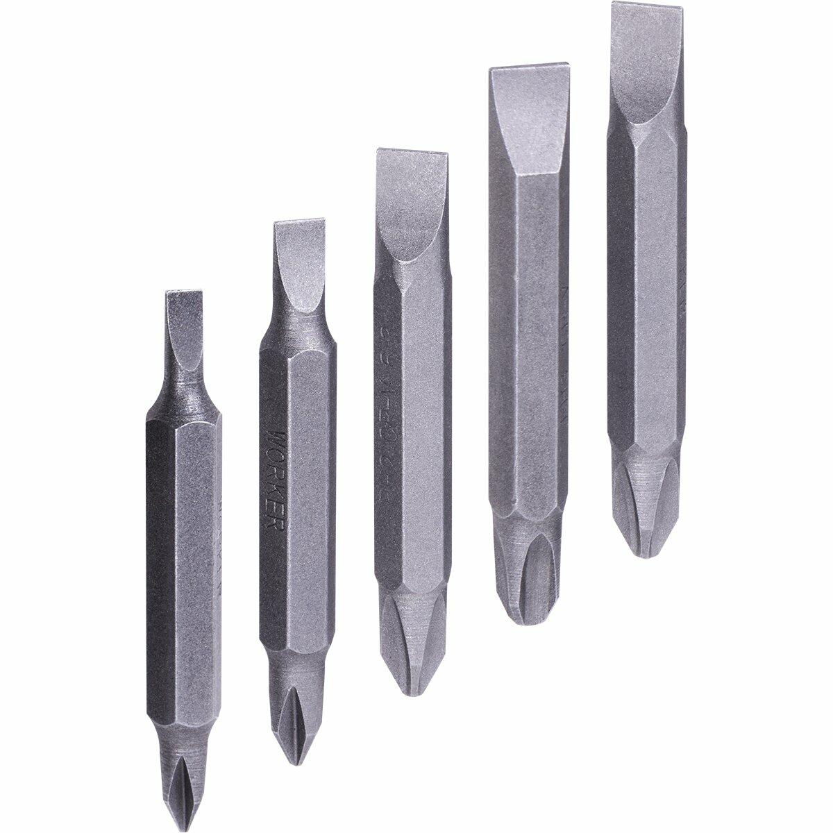 Jogo de Bits para Parafusadeira 05 Pçs Fenda/phillips Worker