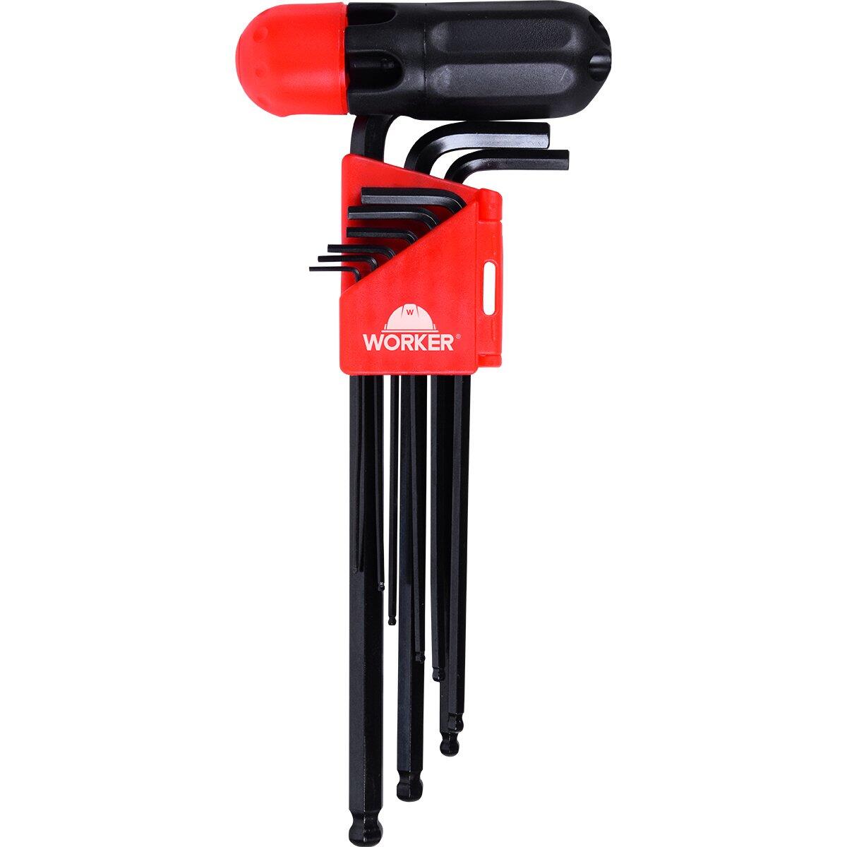 Jogo de Chave Hexagonal Abaulada 1. 5 A 10Mm 10 Peças Worker