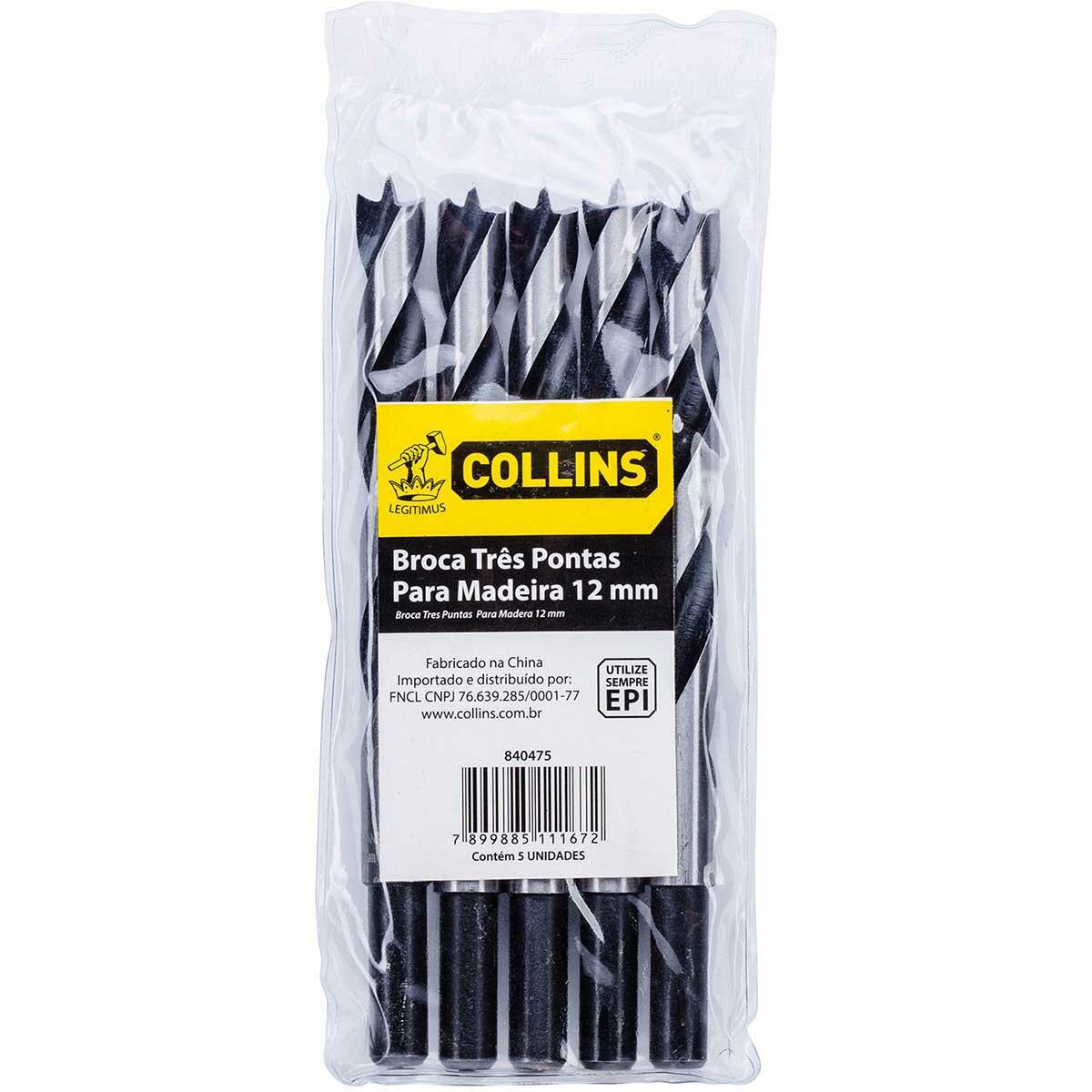Broca De TrÃªs Pontas Para Madeira 8Mm X 117Mm Collins