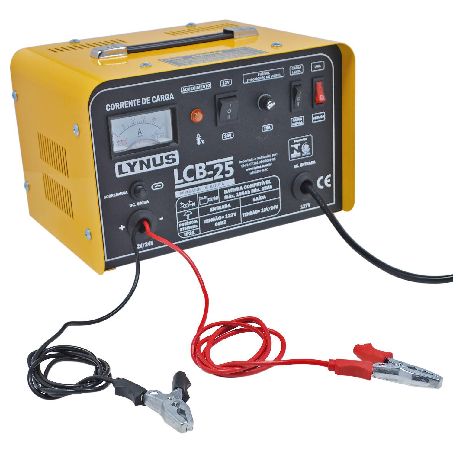 Carregador Bateria Veicular 25 Amp 12/24V Lcb-25 Lynus -127V