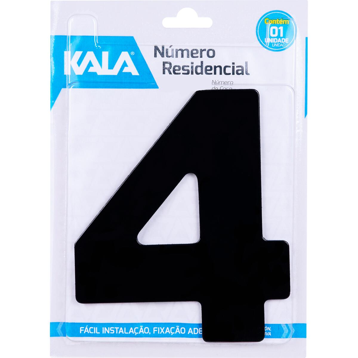 NÃºmero Residencial NÂ°4 Preto 18,5Cm Kala