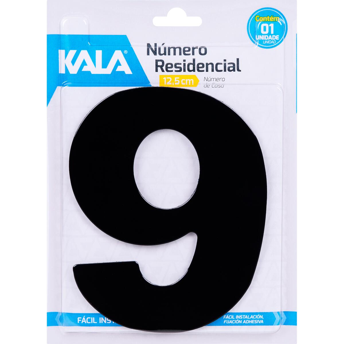 NÃºmero Residencial NÂ°9 Preto 12,5Cm Kala