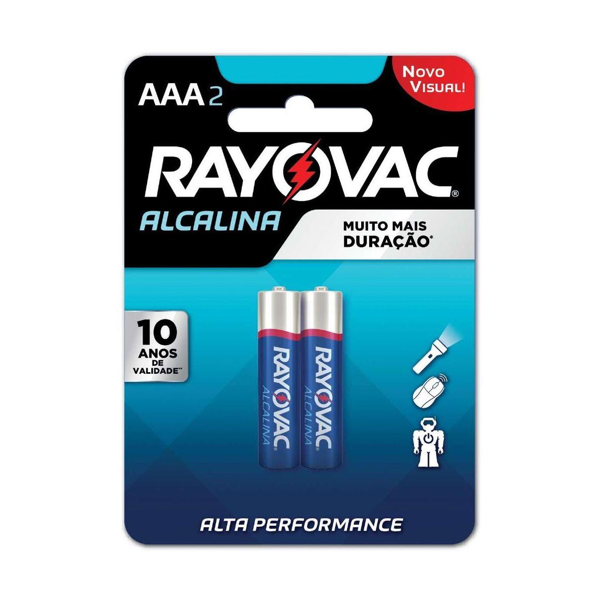 Pilha Alcalina Aaa Palito 02 PeÃ§as Rayovac
