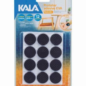 Protetor Adesivo Eva Kala Preto Redondo 19Mm 12 Pcs