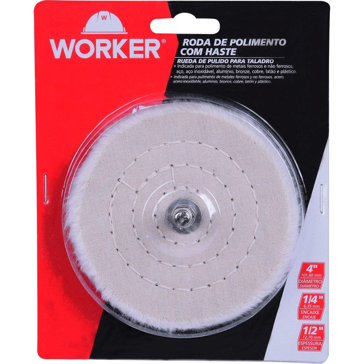 Roda De Polimento 4″ Com Haste 1/4″ Worker