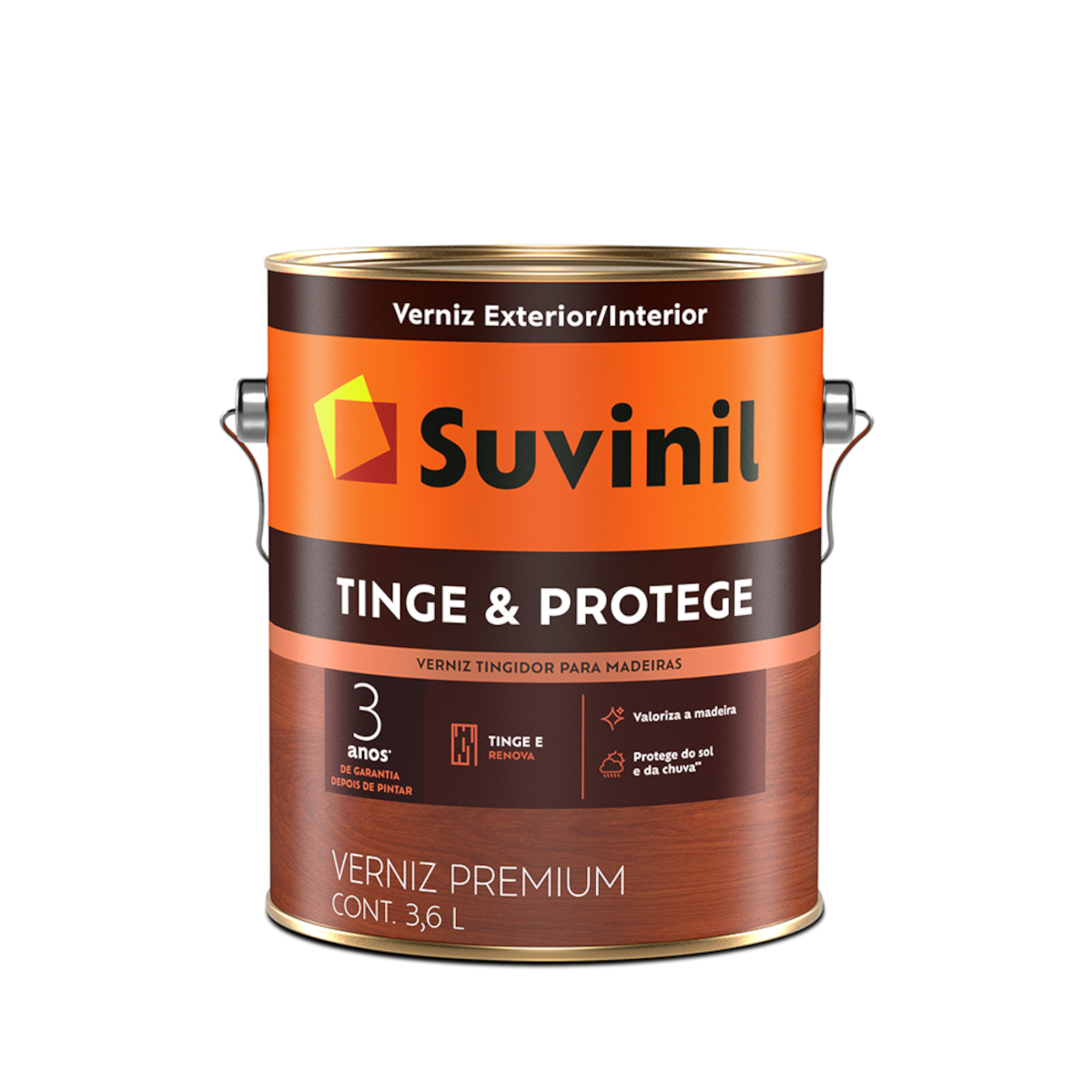 Verniz Tinge E Protege Brilho Mogno 3,6L Suvinil