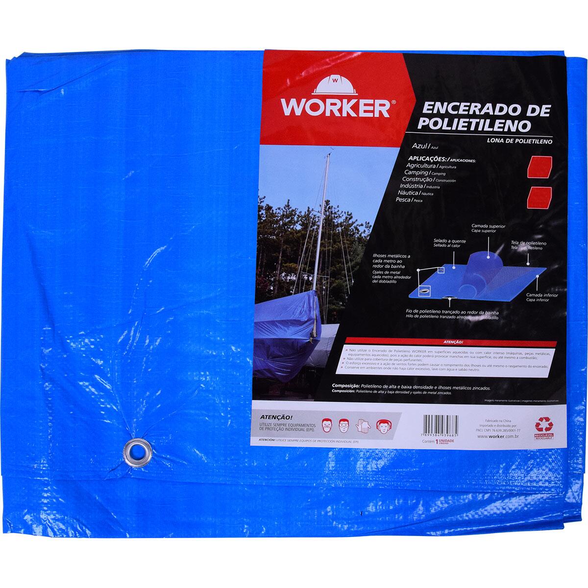 Lona Encerada De Polietileno 200 Micras 3M X 2M Azul Worker